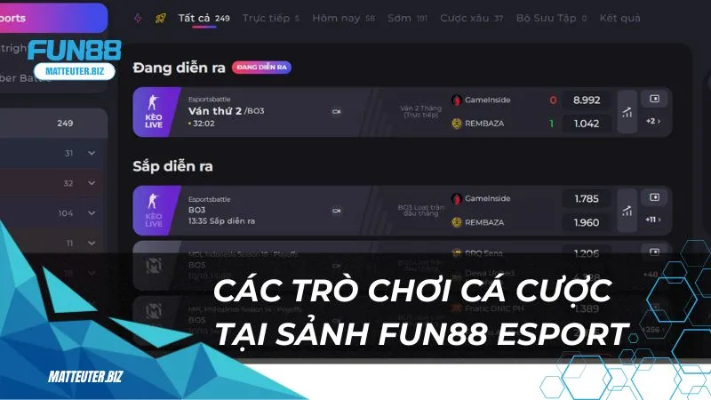 Fun88 Esport - Trải nghiệm cá cược Esport hấp dẫn mỗi ngày 2 Các trò chơi cá cược hấp dẫn tại sảnh Fun88 esport