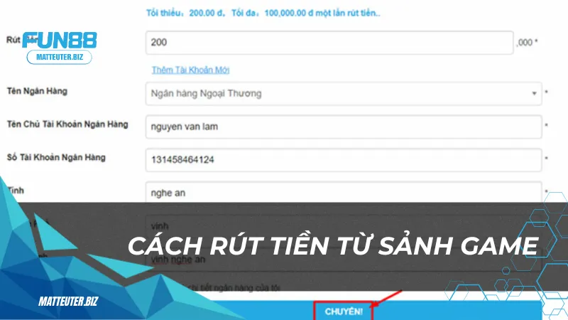 Sảnh game MGS tại Fun88 – Đắm chìm vào các trò chơi đẳng cấp 3 Cách rút tiền từ sảnh game Fun88