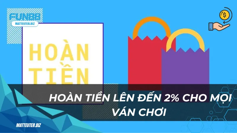 Khuyến mãi bắn cá nổ hũ Fun88 - Rinh ngay thưởng cực khủng 3 Hoàn tiền lên đến 2% cho mọi ván chơi
