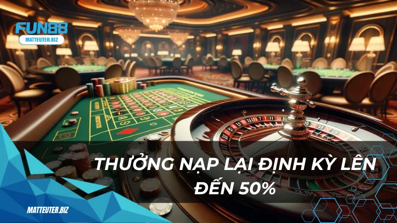 Khuyến mãi thành viên VIP Fun88 - Đặc quyền không thể bỏ lỡ 3 Thưởng nạp lại định kỳ lên đến 50%